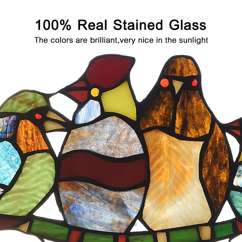 Capulina Stained Glass Birds Gifts on Branch Window Hangings Tiffany Style Traditional Handicrafts Suncatcher for Grandma,Mom Home Decor Gifts - Image 3